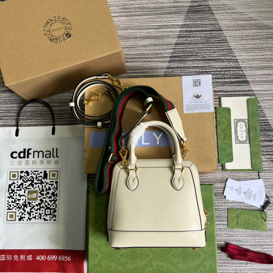 gg x Adidas Horsebit 1955 Mini Bag White For Women, Women&#8217;s Bags 7.9in/20cm gg‎ ‎677212 U3ZDG 8727