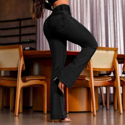 Elasticated Waistband High Waisted Stretch Skinny Micro Slim Hip Lifting Denim Trousers
