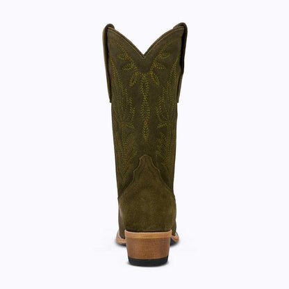 Elegant Embroidered Chunky Heel Mid-Calf Cowgirl Boots in Oliver
