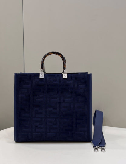 FI Sunshine Medium Navy Blue FF fabric shopper Bag For Woman 31cm/12in