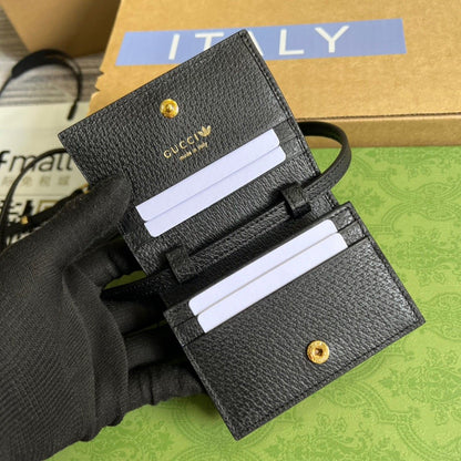 gg x Adidas Card Case With Horsebit Black For Women, Women&#8217;s Bags 4.2in/11cm gg