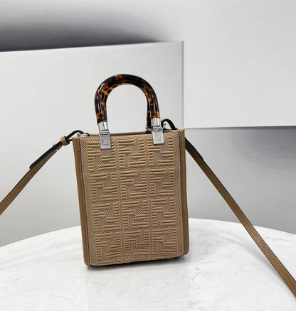 FI Mini Sunshine Shopper Beige For Women, Handbags, Shoulder And CrossBody Bags 7.1in/18cm FF 8BS051