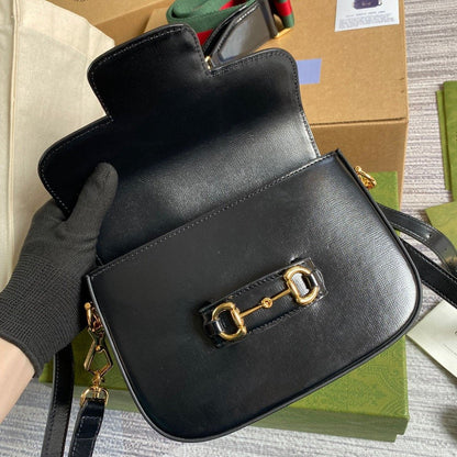 gg Horsebit 1955 Mini Bag Black For Women, Women&#8217;s Bags 8in/21cm gg 658574 18YSG 1060
