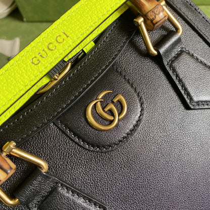 gg Diana Small Tote Bag Black For Women 8in/20cm gg ‎702732 U3ZDT 1260