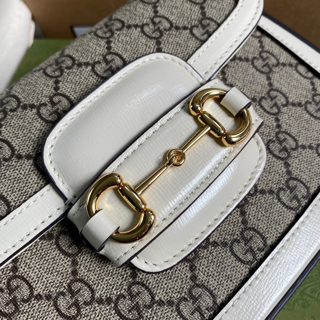 gg Horsebit 1955 gg Mini Bag White For Women, Women&#8217;s Bags 8in/21cm gg