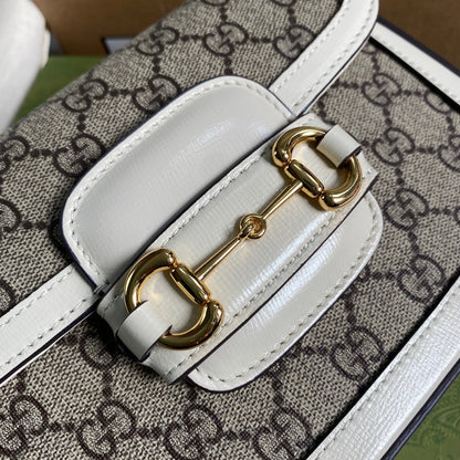 gg Horsebit 1955 gg Mini Bag White For Women, Women&#8217;s Bags 8in/21cm gg