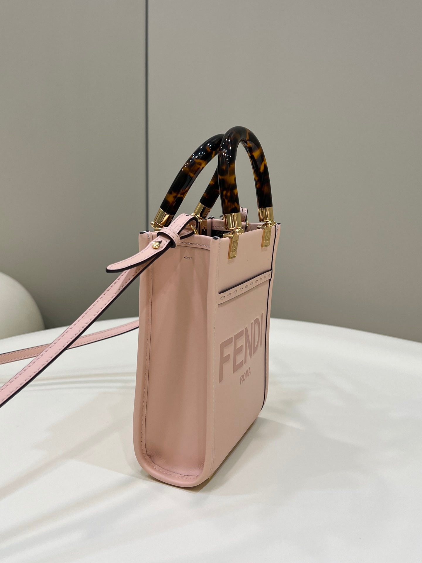 FI Mini Sunshine Shopper Pink For Women, Handbags, Shoulder And Crossbody bags 7.1in/18cm FF 8BS051