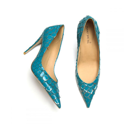 Genuine Leather Pointed Toe 4'' Stiletto Heel Pumps for Women