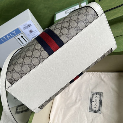 gg Ophidia gg Medium Tote Bag White gg Supreme Canvas For Women 13in/33cm 524537 K05NB 8745