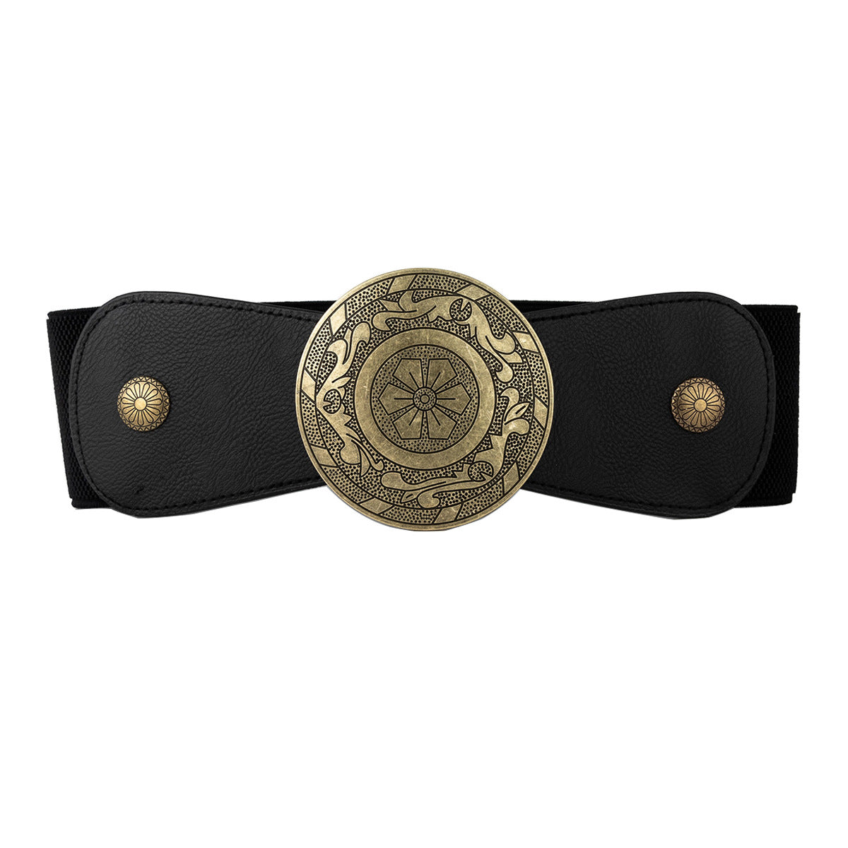 European And American Retro Western Waist Elastic Elastic Waist Belt Female Wide Version Waist Punk Style Metal Carved R