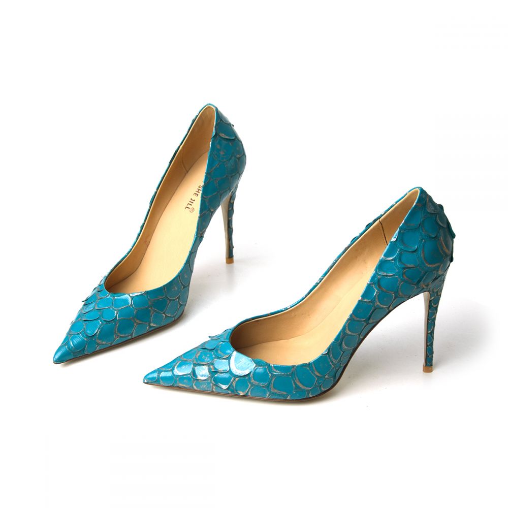 Genuine Leather Pointed Toe 4'' Stiletto Heel Pumps for Women