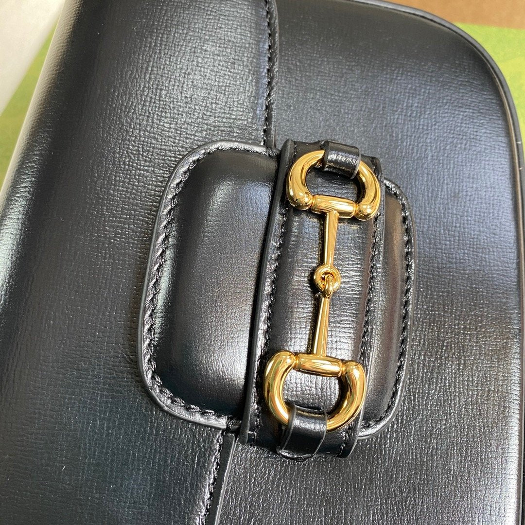 gg Horsebit 1955 Mini Bag Black For Women, Women&#8217;s Bags 8in/21cm gg 658574 18YSG 1060