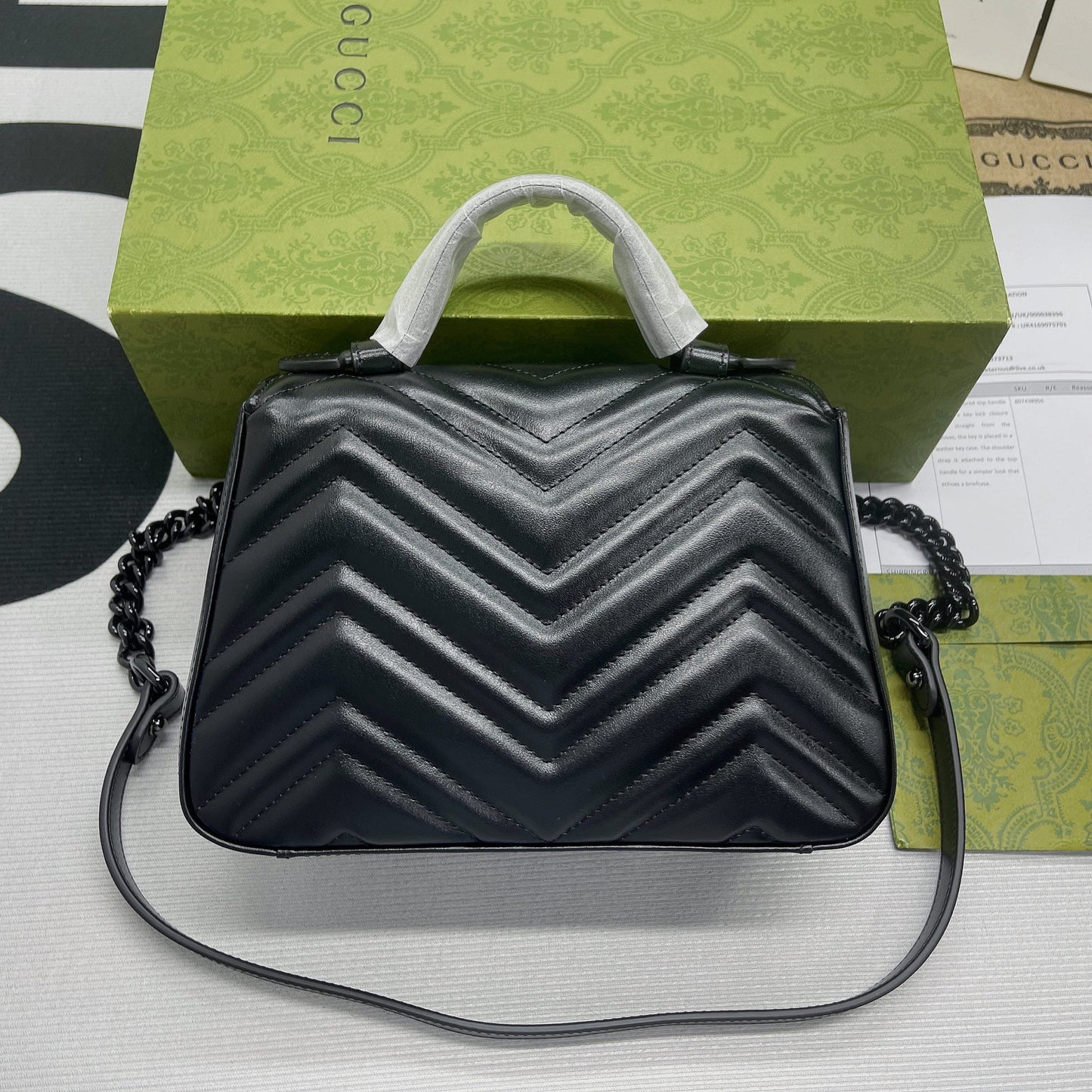 gg Marmont Mini Top Handle Bag Black For Women, Women&#8217;s Bags 8.3in/21cm gg ‎