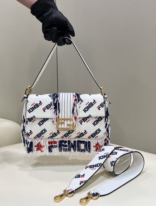 FI x FILA Mania Beaded Baguette Multicolour Bag For Woman 26cm/10in