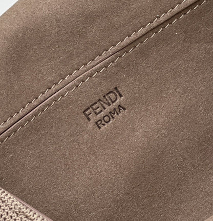 FI Baguette Chain Midi Beige FF Fabric Bag For Woman 14.5cm/6in 8BR793AHW5F1F2J