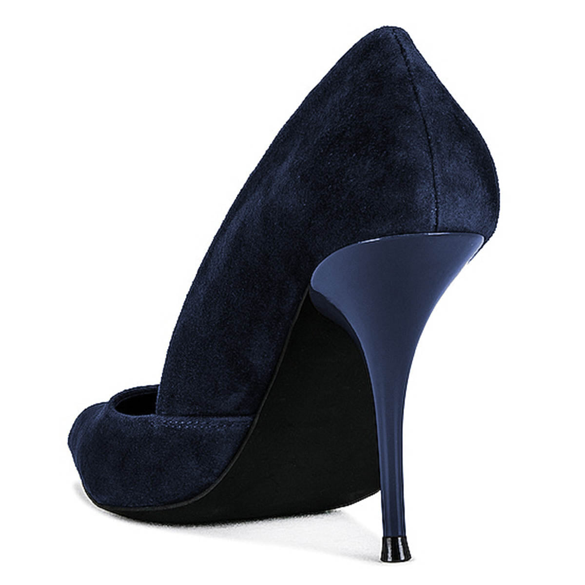 Faux Suede Pointed Toe Navy Blue Stiletto High Heels for Women