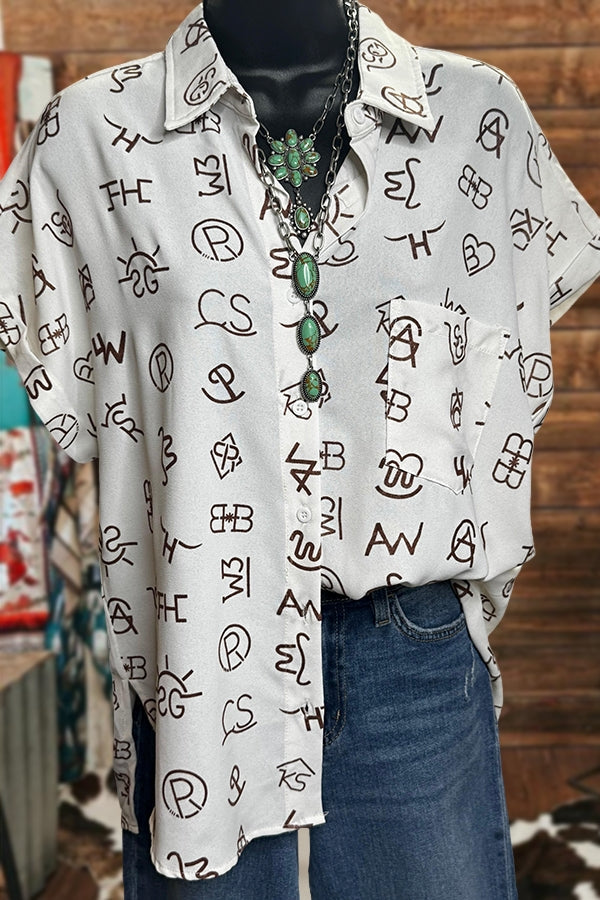 Western Brand Print Short Sleeve Shirt