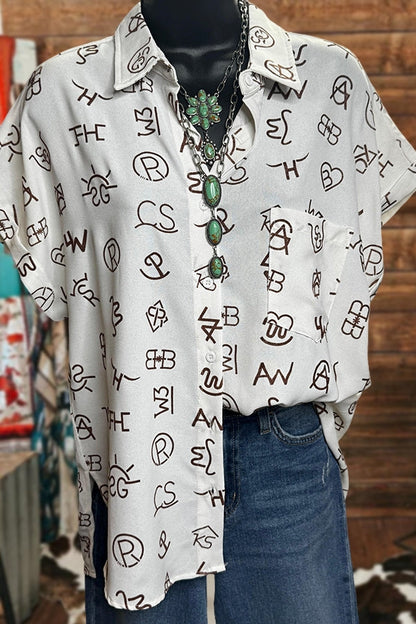 Western Brand Print Short Sleeve Shirt