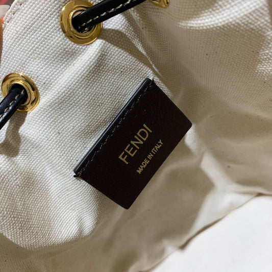 FI Mon Tresor White Canvas For Women, Handbags, Shoulder And Crossbody Bags 7.1in/18cm FF 8BS010