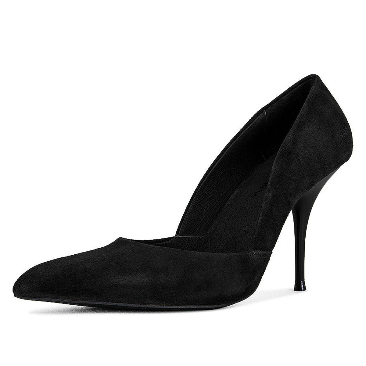 Faux Suede Closed Toe Stiletto Heel Cut Out Black Pumps for Women