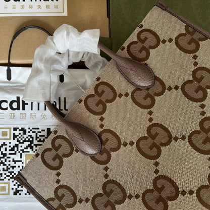gg Tote Bag With Jumbo Camel And Ebony Jumbo gg Canvas For Women 14.6in/37cm ‎678839 UKMDG 2570