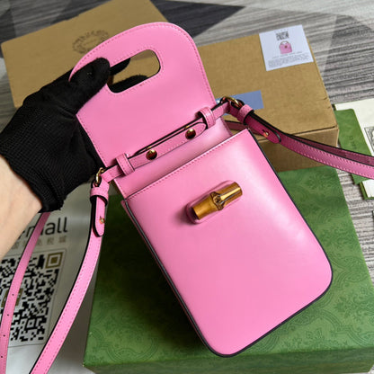 gg Bamboo Mini Handbag Pink For Women, Women&#8217;s Bags 6.2in/16cm gg 702106 UZY0T 5814