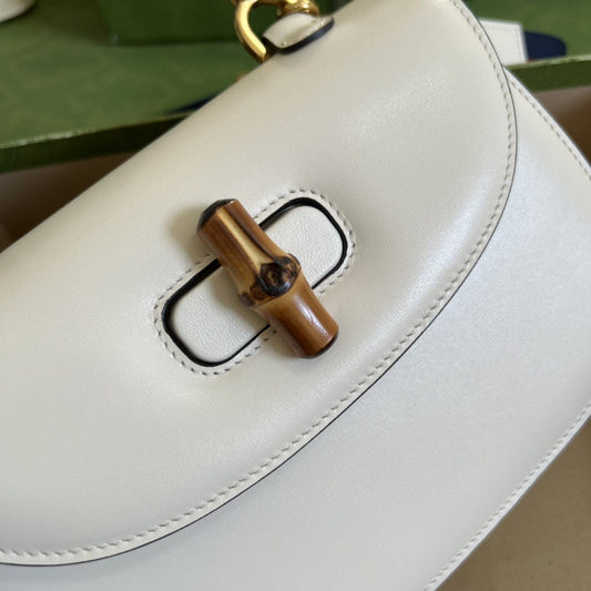 gg Bamboo 1947 Small Top Handle Bag White For Women 8.3in/21cm gg 675797 10ODT 8454