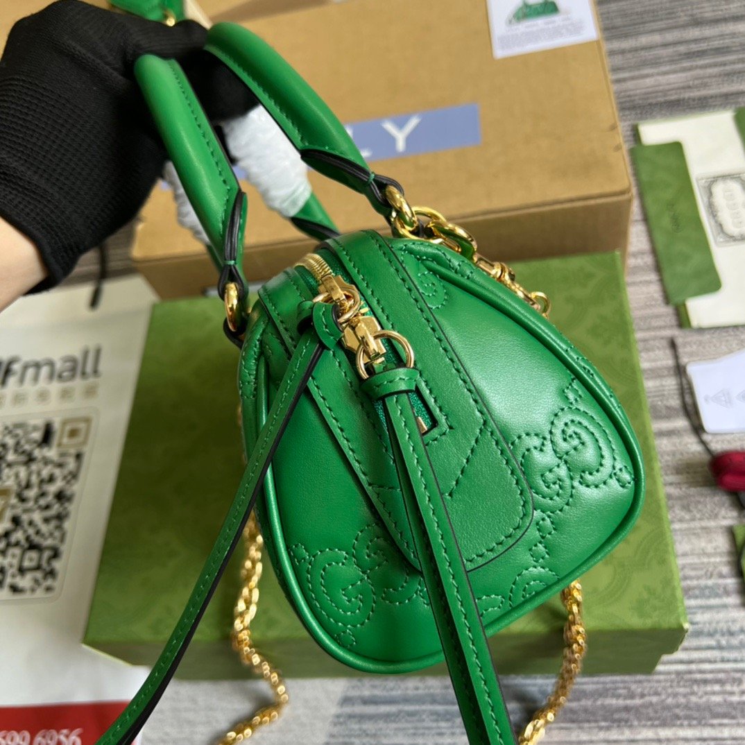 gg Matelasse Top Handle Bag Green For Women, Women&#8217;s Bags 7.5in/19cm gg 702251 UM8HG 3389