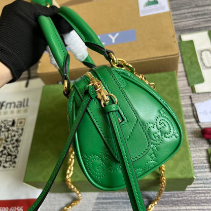 gg Matelasse Top Handle Bag Green For Women, Women&#8217;s Bags 7.5in/19cm gg 702251 UM8HG 3389