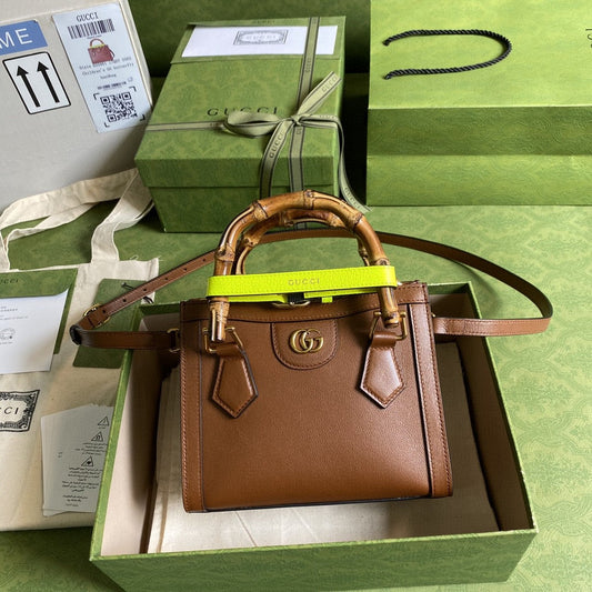 gg Diana Mini Tote Bag Brown For Women  8in/20cm gg 702732 U3ZDT 2185