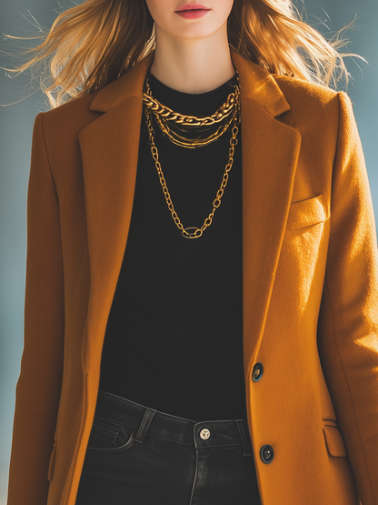 Elegant Retro 3-pocket Single-breasted Woolen Coat
