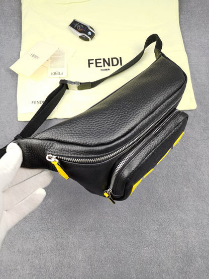 FI Little Monster Belt Bag Black/Yellow For Men, Men&#8217;s Bags 7.9in/20cm FF