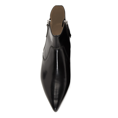 Full Black Pointed Toe Double Zipper Flat Ankle Boots