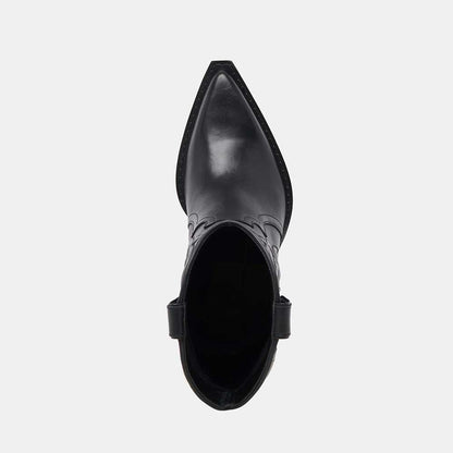 Fashion Pointed Toe Embroidered Ankle Length Cowgirl Boots in Black