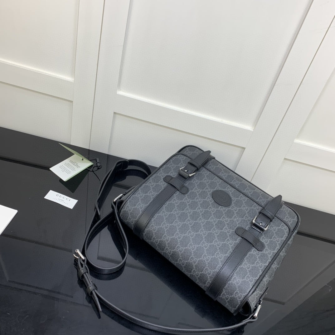 gg Messenger Bag Black For Men 11in/28cm gg ‎658542 KGDHN 1000