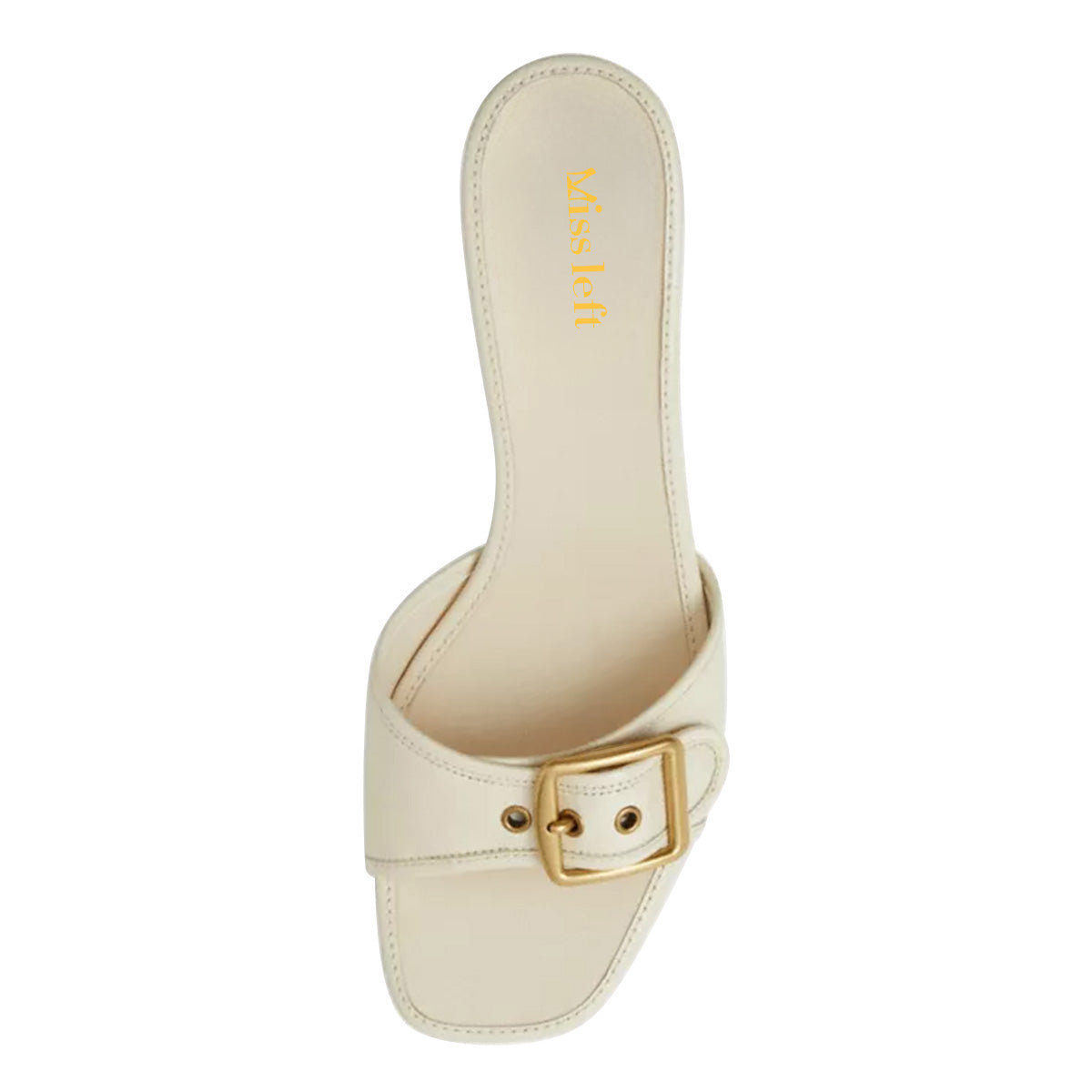 Elegant Ivory Square Toe Mid Kitten Heel Women's Mules Shoes