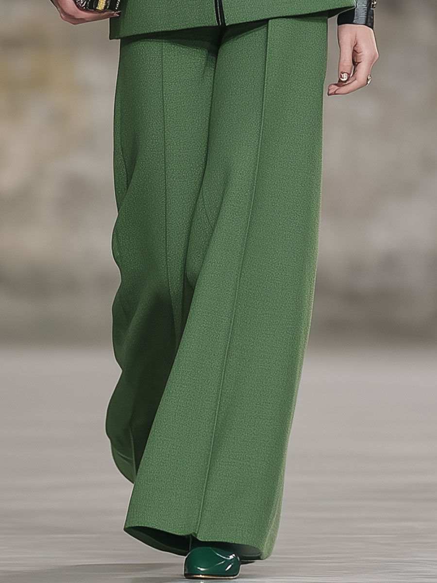 Exquisite Vintage Green Blazer And Trousers Set