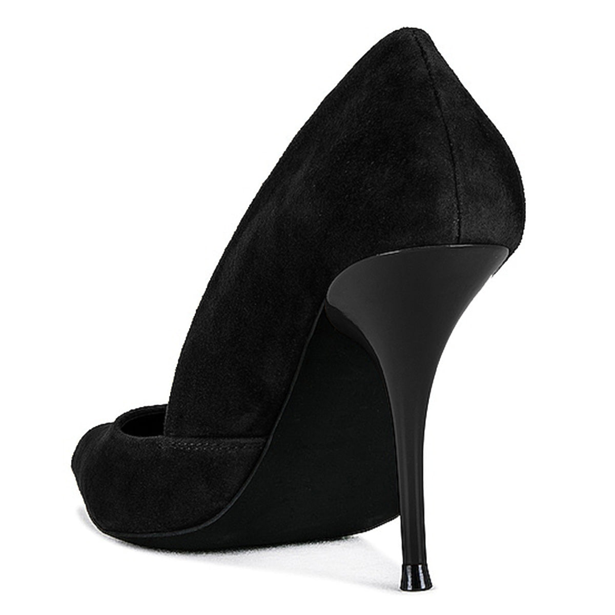 Faux Suede Closed Toe Stiletto Heel Cut Out Black Pumps for Women