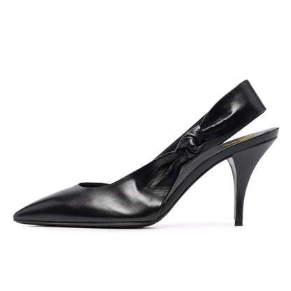 Elegant Pointed Toe Slip On Slingback Pumps Women's Black Heels
