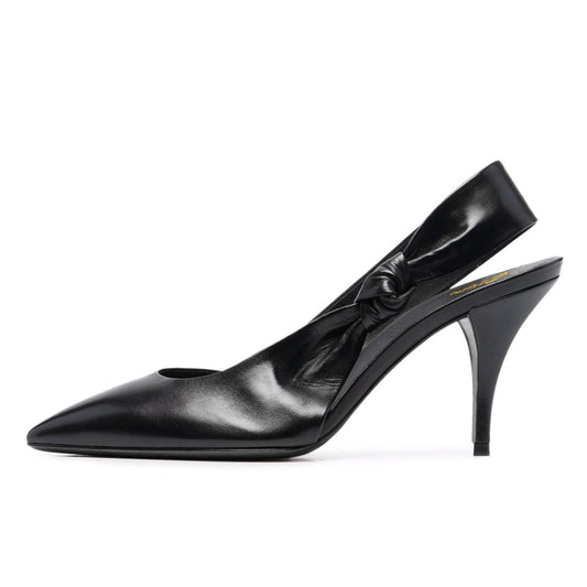 Elegant Pointed Toe Slip On Slingback Pumps Women's Black Heels