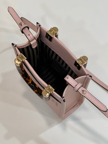 FI Mini Sunshine Shopper Pink For Women, Handbags, Shoulder And Crossbody bags 7.1in/18cm FF 8BS051
