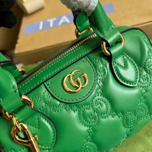 gg Matelasse Top Handle Bag Green For Women, Women&#8217;s Bags 7.5in/19cm gg 702251 UM8HG 3389
