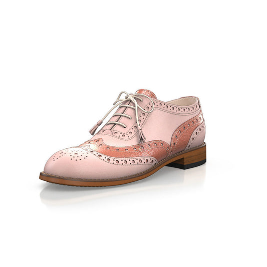 FSJ Blush Round Toe Block Heel Lace Up Oxford Shoes