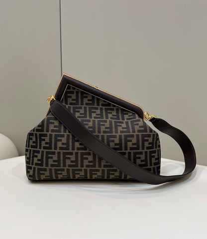 FI First Small Brown Canvas For Women, HandBags, Shoulder And Crossbody Bags 10.2in/26cm FF 8BP129