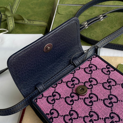 gg Mini Bag In Pink gg Canvas For Women 7in/18cm gg 657582
