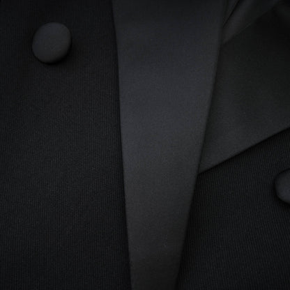 Eithne black double-breasted long coat