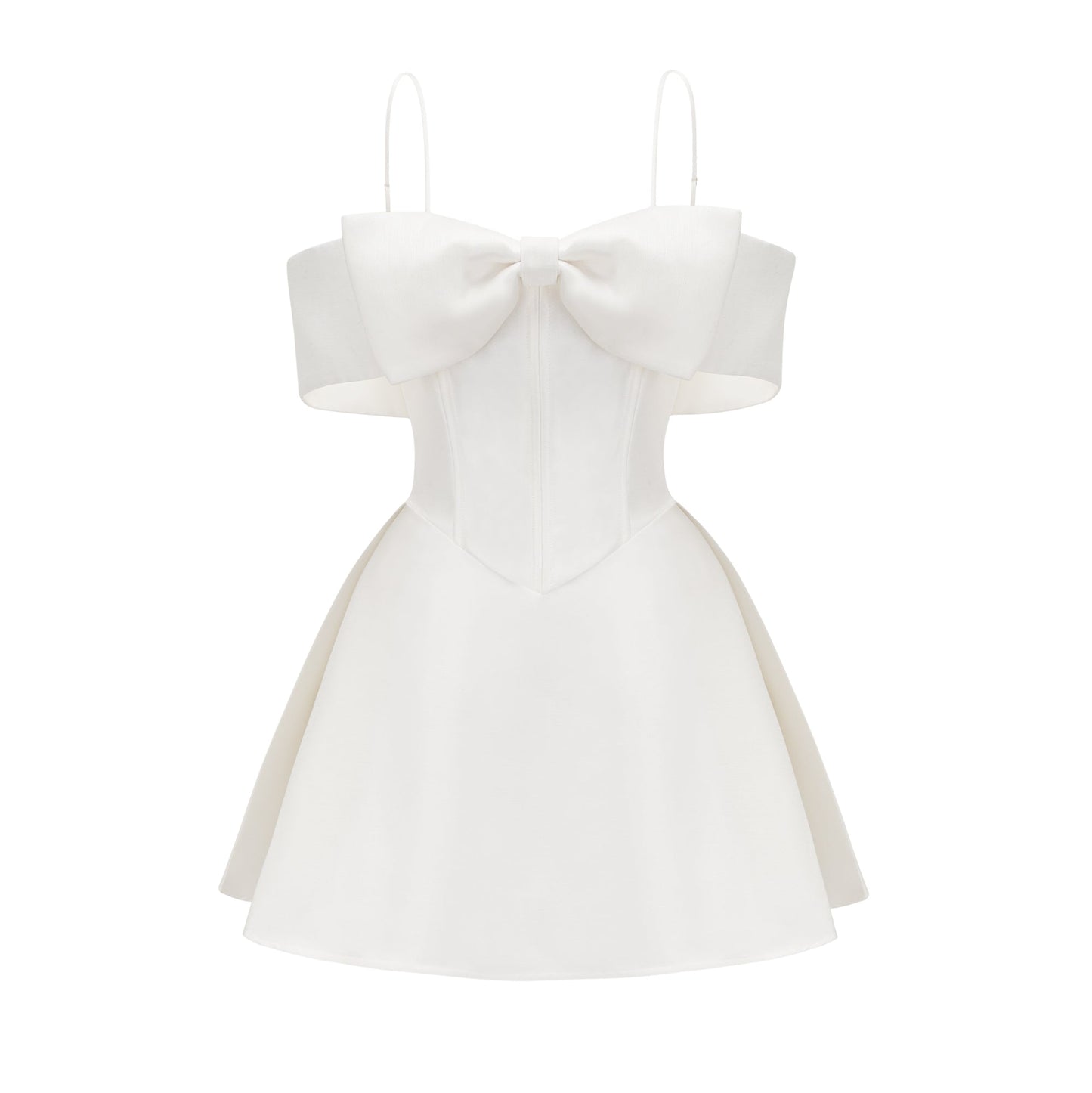 Elva white bowknot flared mini dress