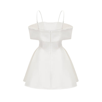 Elva white bowknot flared mini dress
