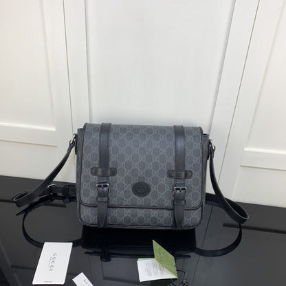 gg Messenger Bag Black For Men 11in/28cm gg ‎658542 KGDHN 1000