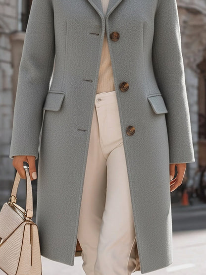 Elegant Grey Tailored Wool Coat, Merging Sophistication With Comfort